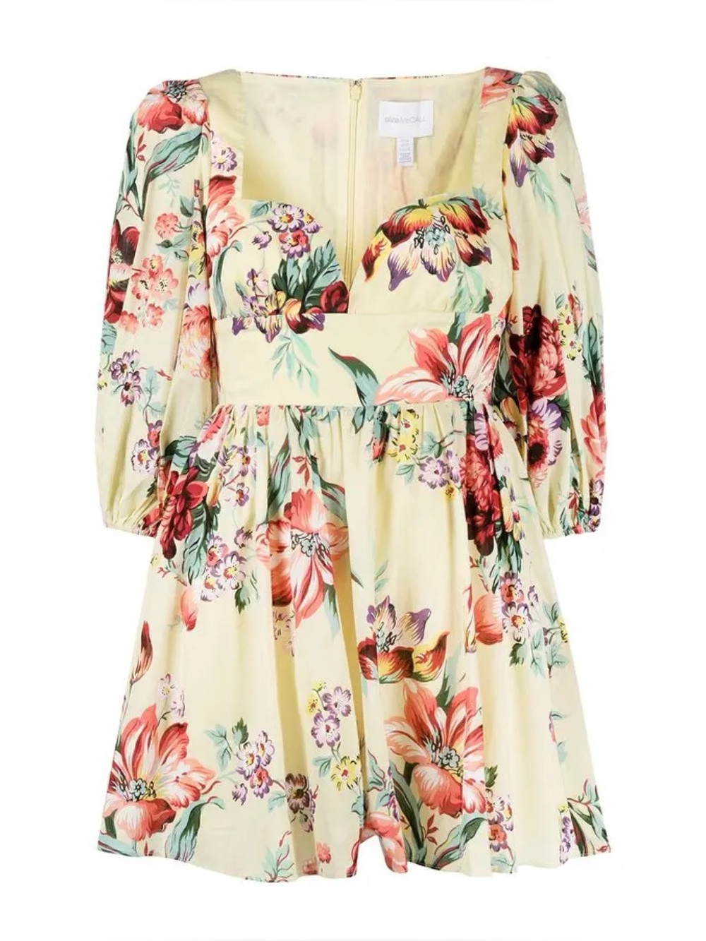 ALICE MCCALL Baby Dee Yellow Floral Puff Sleeve Cottagecore Mini Dress